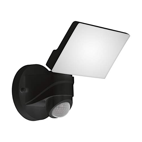 EGLO LED Außen-Wandlampe Pagino, 1 flammige Außenleuchte, Sensor-Wandleuchte aus Kunststoff, Farbe: Schwarz, Außenstrahler mit Bewegungsmelder, IP44 von EGLO