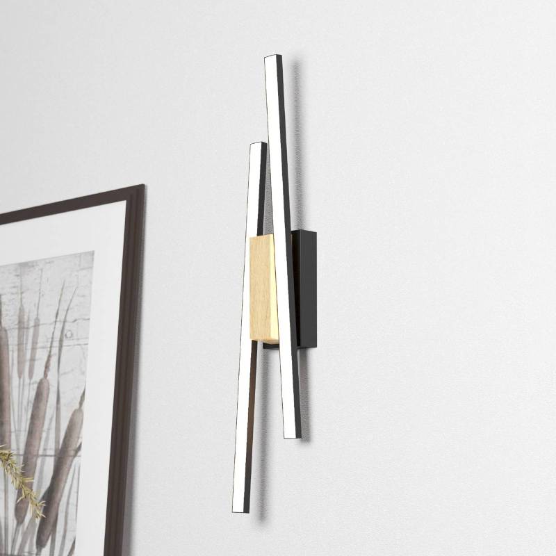 LED-Wandleuchte Panagria, schwarz mit Holzdetail LED-Wandleuchte Panagria, schwarz mit Holzdetail von EGLO
