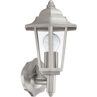 Eglo - Wandlampe Außenleuchte Laterne silber Gartenlampe Edelstahl Laterne, Kunsttsoff klar, Fassung 1x E27, LxHxT 17,5x34x20,5 cm von EGLO