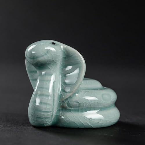 EGLUCK Keramik Tee Haustier Ornamente Schlange Tier Statue Tee Figur Dekoration Zubehör Keramik Handwerk Grün von EGLUCK