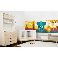 Dschungel Tapete Wandbild Für Kinderzimmer - Savanne, Safari Tiere Panorama Kindertapeten Babyzimmer von EGLUE