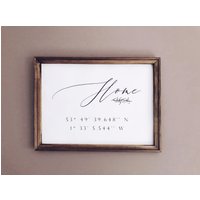 Personalisierte Koordinaten Zeichen/Personalisierte Haus Wandbehang Kalligraphie von EGLettering