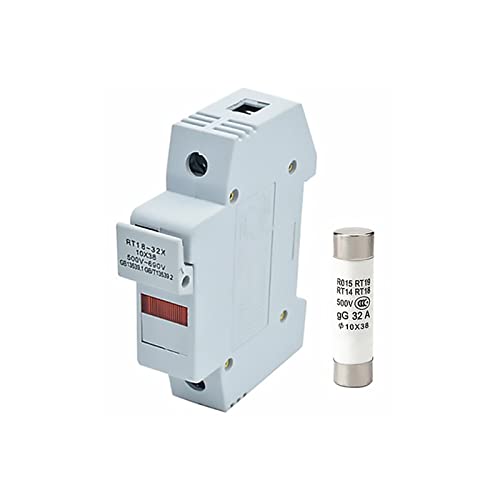 EGMEWDGF 10Set Sicherungshalter Basis mit 10x38 Sicherung RO15 RS15 RT18-32X Flinke Keramiksicherung LCD-LED-Licht DIN-Schienenmontage(4A) von EGMEWDGF