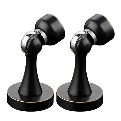 Türstopper, Magnetische Türstopper, Magnetischer Türstopper zur Wandmontage, Schwarz, Messing-Türstopper for den Boden, Türverschlüsse aus gebürstetem Satinnickel mit Schrauben for schwere Türen for K von EGMEWDGF
