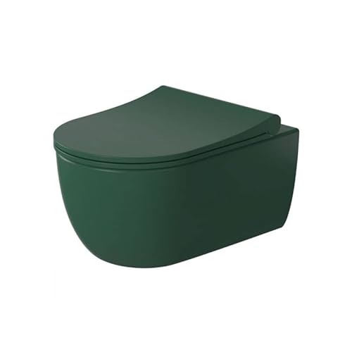 EGO INTERIORS Premium Design | Keramik Hänge-WC | MATTES GRÜN | Klo ohne Spülrand | SilentClose-Absenkautomatik WC Sitz | Quick Release Scharnieren | Wand-WC |grasgrün smaragdgrün von EGO INTERIORS
