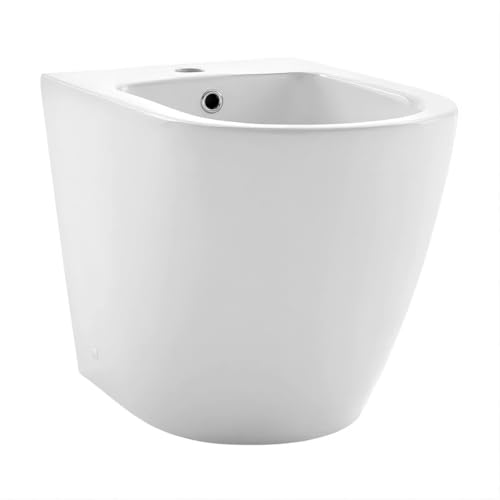 EGO Interiors - Premium Design | GALO Stand-Bidet mit Hahnloch und Überlauf | Weiße Keramik | Kombinierbar mit WC | Dusche für Intimreinigung | glatte, antibakterielle Oberfläche von EGO INTERIORS