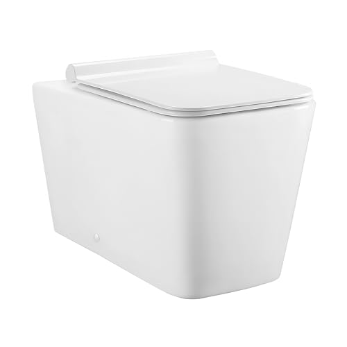 EGO Interiors - Premium Design | ALFONSO Rechteckiges Stand-WC aus weißer Keramik | Sitz mit Absenkautomatik und Schnellverschluss | spülrandlos | glatte Oberfläche | kombinierbar mit Bidet von EGO INTERIORS