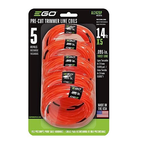 EGO Power+ AL2420P Vorgeschnittene 0,095 Zoll gedrehte Schnur (5er-Pack) für EGO 56 Volt 15 Zoll Trimmer & Mehrkopf-Rasentrimmer-Aufsatz, Orange von EGO Power+