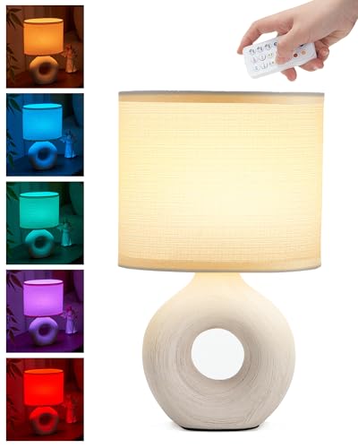 EGOBASIC Kleine Kabellose Tischlampe Aufladbar mit Fernbedienung & Timing, Akku Tischleuchte Dimmbar 12 RGB Farben, Tischlampe für Nachttischlampe Schlafzimmer Wohnzimmer Büro Beistelltisch von EGOBASIC