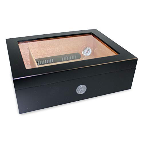 Egoist Premium - Zigarren Humidor Box aus Holz mit Hygrometer und Befeuchtungssystem für ca. 25 Zigarren I Zigarren-Zubehör - Schwarz von EGOIST