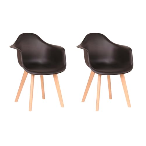 EGOONM 2er Set Esszimmerstühle Armlehne Retro Stuhl Holzbeinen Stuhl im Nordischen Stil-Schwarz von EGOONM