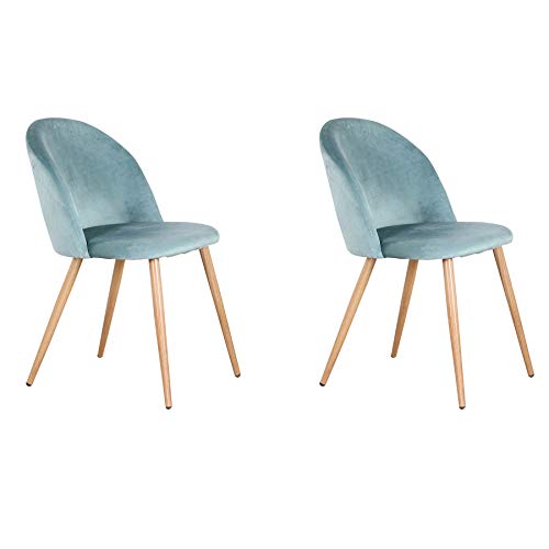 EGOONM 2er Set Esszimmerstühle Küchenstühle Samt Weich Kissen Sitz und Rücken Mit Hölzernen Metallbeinen Küche Stühle (Grün) von EGOONM