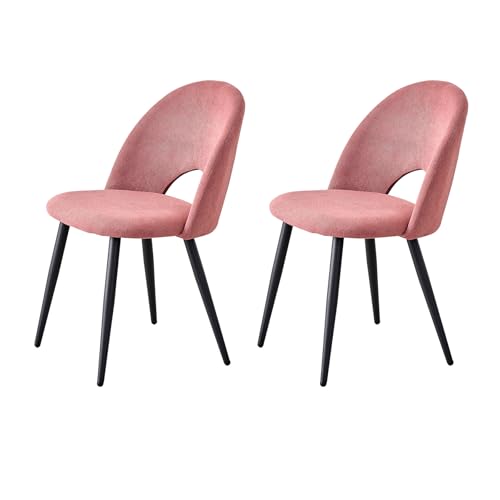 EGOONM 2er-Set Moderne Küchenstühle, Gepolsterte Samt-Esszimmerstühle mit Hohler Rückenlehne und Metallfüßen für Esszimmer, Wohnzimmer, Schlafzimmer, Arbeitszimmer, etc. (Rosa-Kurzflor) von EGOONM