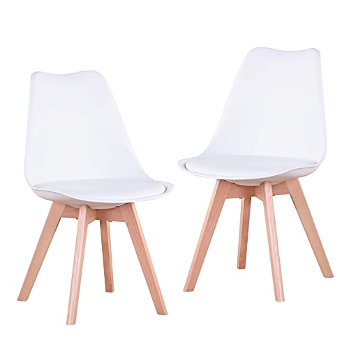 EGOONM 2er Set stühle Esszimmerstühle mit Massivholz Buche Bein, Retro Design Gepolsterter Stuhl Küchenstuhl Holz von EGOONM
