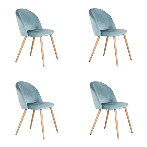 EGOONM 4er Set Esszimmerstühle Küchenstühle Samt Weich Kissen Sitz und Rücken Mit Hölzernen Metallbeinen Küche Stühle, Grün von EGOONM