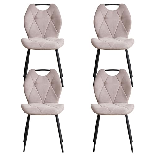 EGOONM 4er Set Esszimmerstühle aus Stoff, Mid-Century Modern Küchenstühle mit Gepolsterter Rückenlehne und Sitzfläche für Küche, Schlafzimmer, Wohnzimmer (Khaki) von EGOONM