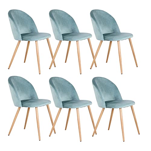 EGOONM 6er Set Esszimmerstühle Küchenstühle Samt Weich Kissen Sitz und Rücken Mit Hölzernen Metallbeinen Küche Stühle (Grün) von EGOONM