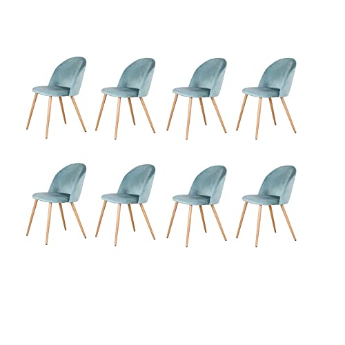 EGOONM 8er Set Esszimmerstühle Küchenstühle Samt Weich Kissen Sitz und Rücken Mit Hölzernen Metallbeinen Küche Stühle (Grün, 8er Set) von EGOONM