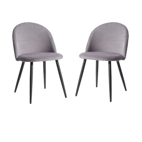 EGOONM Esszimmerstühle Küchenstühle Samt Weich Kissen Sitz und Rücken Mit Hölzernen Metallbeinen Küche Stühle (grau, 2er Set) von EGOONM
