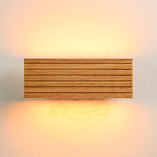 EGSO LED Wandlampe Holz Wandleuchte innen Modern Wandleuchten 22CM 6W 2800K 480LM warmweiß Wandbeleuchtung für Schlafzimmer, Wohnzimmer, Flur Treppen und Korridor Nachtlicht Innenbeleuchtung von EGSO