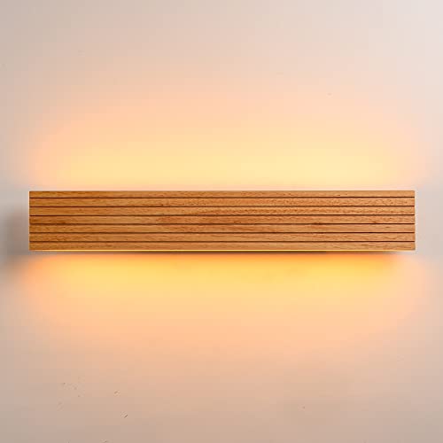 EGSO LED Wandlampe Holz Wandleuchte innen Modern Wandleuchten 52CM 16W 2800K 1280LM warmweiß Wandbeleuchtung für Schlafzimmer, Wohnzimmer, Flur Treppen und Korridor Nachtlicht Innenbeleuchtung von EGSO