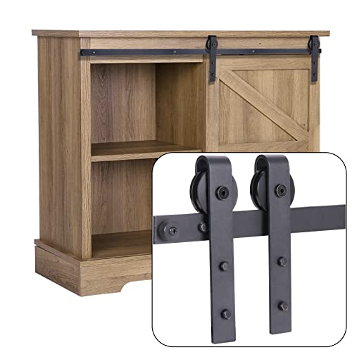 EGTink 150cm/5FT Mini Schiebetürbeschlag Set, Schiebetürsystem mit Laufrollen und Schien für Einzeltüren Schränke, TV-Ständer, Kleiner Kleiderschrank von EGTink