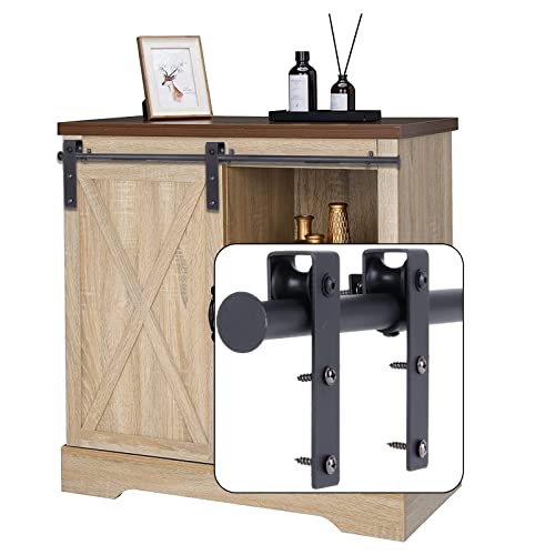 EGTink 180cm/6FT Schiebetürbeschlag Set,Mini Schiebetürsystem aus Kohlenstoffstahl komplettes Set mit Laufrollen,Laufschiene mit Rollen für TV-Ständer,Kleiner Kleiderschrank, Einzeltüren Schränke von EGTink
