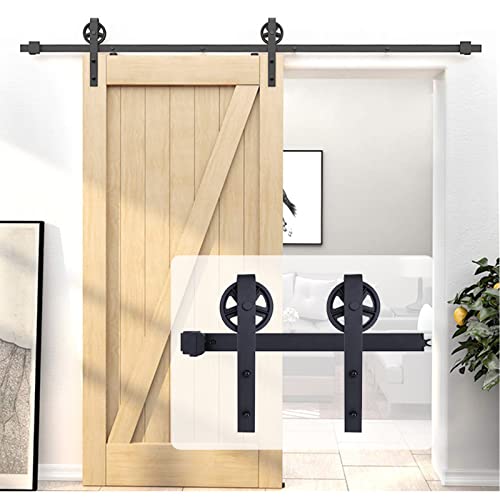 EGTink 230cm/7,54FT Schiebetürbeschlag Set, Schiebetürsystem aus Kohlenstoffstahl komplettes Set mit Laufrollen, Führungsschiene und Schien für Einzelschiebetür von EGTink