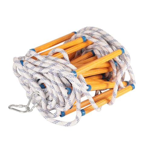 EGTink Strickleiter 25m Feuerleiter Fluchtleiter,Feuerfeste Rettungsleiter mit 2 Haken,Notleiter Mehrzweckleiter Feuerleiter,für Balkon Geländer Baumhaus von EGTink