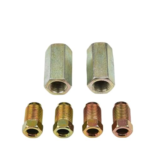 Auto-Bremsleitungen 2 x 10 mm Bremsleitungsverbinder (weiblich) + 4 x 10 mm Bremsmuttern (männlich). die umgedrehte Trichtermündung eines 3/16-Zoll-Rohrs.(Gold) von EGUIAS