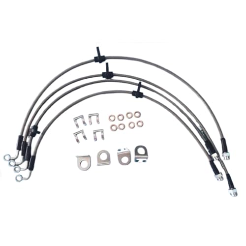 Auto-Bremsleitungen Bremsschlauch-Kit, geflochtene Edelstahl-Rohrleitung, geflochtener Ölschlauch, passend für Jeep Wrangler JK JL 2007–2020(Front rear silver) von EGUIAS