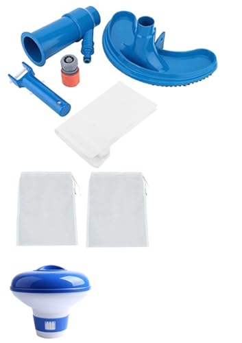 EGUIAS Pool Reinigungsset Schwimmbad Staubsauger Reinigung Desinfektion Werkzeug Set Saugkopf Teich Brunnen Spa Pool Reinigungsbürste(04 Set) von EGUIAS