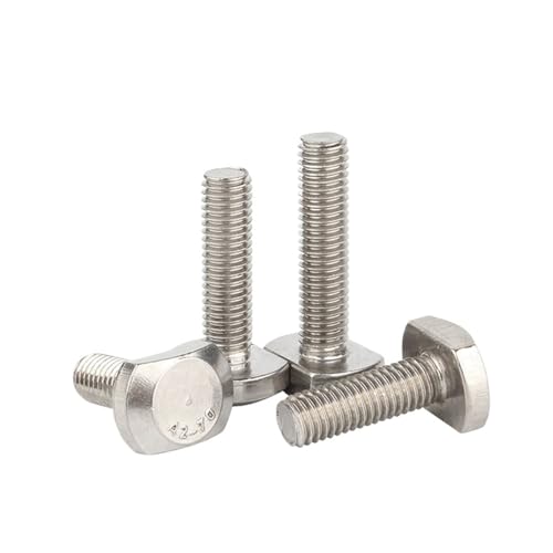 Einschraubbare T-Nut-Schrauben mit Hammerkopf, M5 M6 M8 M10 M12 304 Edelstahl T-Form Stanze Fräsmaschine Schraube Gewindestange Klemmkappenschraube T-Nut-Schrauben T-Kopf-Schraube 2 Stück(30MM-M6) von EGZASDI