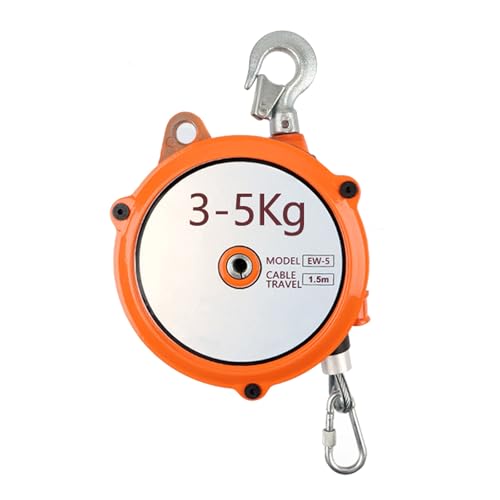 Einziehbare Hängewaage mit Federzug, 1 Stück verstellbarer Federzug mit 1,5 m Drahtseil, Lastbereich 1–60 kg(3-5 Kg) von EGZASDI