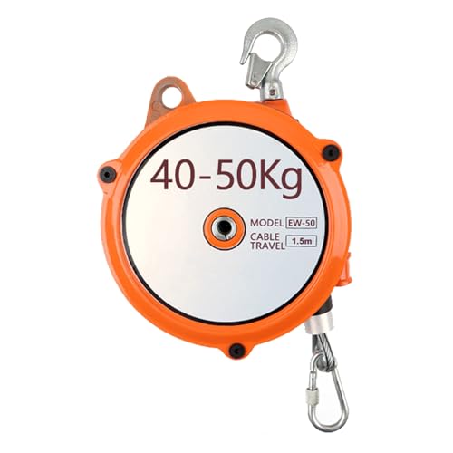 Einziehbare Hängewaage mit Federzug, 1 Stück verstellbarer Federzug mit 1,5 m Drahtseil, Lastbereich 1–60 kg(40-50 Kg) von EGZASDI