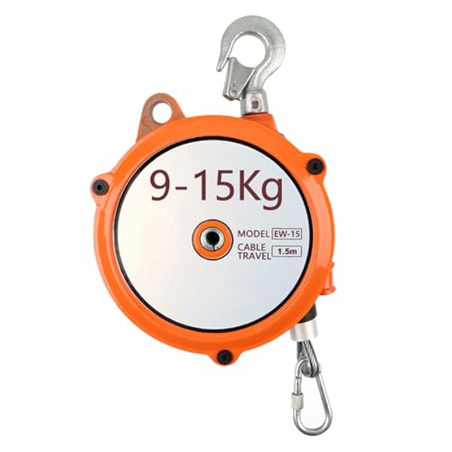 Einziehbare Hängewaage mit Federzug, 1 Stück verstellbarer Federzug mit 1,5 m Drahtseil, Lastbereich 1–60 kg(9-15 Kg) von EGZASDI