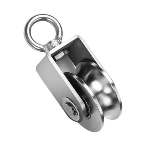 Leiser Flaschenzug aus Edelstahl, 304 Edelstahl Doppellager Stille Abnehmbare 360 ​​Grad Schwenk U Typ Riemenscheibe Silber(Kit3 V) von EGZASDI
