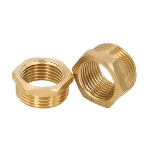 Sechskant-Rohrverschraubungsadapter aus Messing, Messing BSP Reduzierung Hex Buchse Männlich Weiblich Adapter for Kraftstoff Wasser Gas Öl Mehrere Größen(DN40(F) to DN50(M)) von EGZASDI