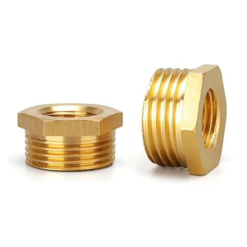 Sechskant-Rohrverschraubungsadapter aus Messing, Messing BSP Reduzierung Hex Bush Männlich Zu Weiblich Adapter Kraftstoff Wasser Gas Öl Mehrere Größen(F 3/8" To M 1/2") von EGZASDI