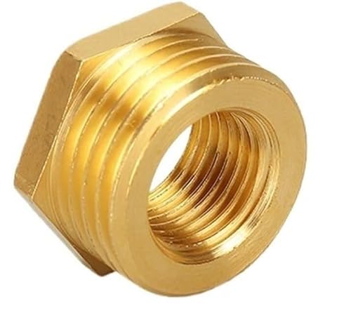 Sechskant-Rohrverschraubungsadapter aus Messing, Messing BSP Reduzierung Hex Bush Männlich Zu Weiblich Adapter for Kraftstoff Wasser Gas Öl Mehrere Größen(F 1/4" To M 3/8") von EGZASDI
