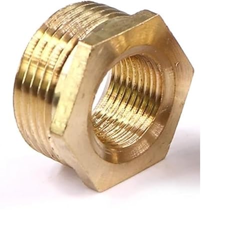 Sechskant-Rohrverschraubungsadapter aus Messing, Messingrohr Reduzierbuchse Außen- auf Innengewinde for Kraftstoff, Wasser, Gas, Öl, mehrere Größen(L) von EGZASDI