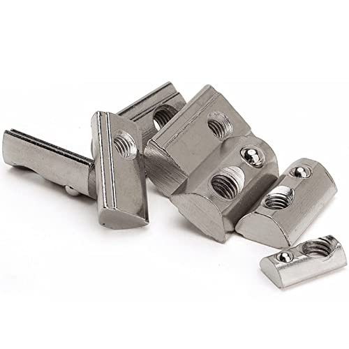 T-Nut-Feder-Mutter Hammer-Mutter, Feder-T-Nutensteine ​​für 20–45 mm Aluminiumprofile, M3–M8-Gewinde, Packung mit 50/100 Stück(40S M6x100Pcs) von EGZASDI
