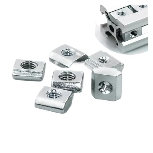 T-Nut-Feder-Mutter Hammer-Mutter, Schiebe-T-Muttern for Aluminiumprofile der Serie 30, 2020, 20 Stück, Silber, M3 M8(M4) von EGZASDI
