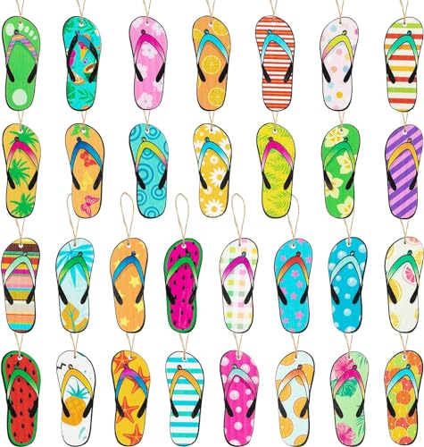 EGuangwiua 31Stück Sommer Surfbrett Surfen Hängend Hölzernes Ornamente Surfbrett Geformt Strand Schilder Holz Ornament für Zuhause Sommer Hawaii Strand Luau Tropisch Party Dekoration Versorgung von EGuangwiua