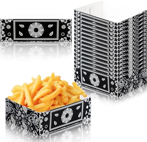 EGuangwiua 50 Stück Schwarze Bandana Partybegünstigungen Papierschalen Cholo Gangsta Pappschale Einweg-Papier-Servierschale Nachos Hot Dogs Western-Partys Kindergeburtstage Picknicks Partydekoration von EGuangwiua