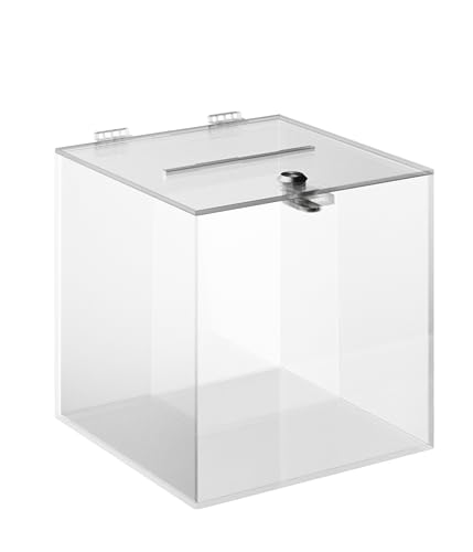 EH Design Spendenbox aus robustem Acryl – 25 x 25 x 25 – Transparente Acrylglas Box mit verschließbarem Deckel – Spendendose für Benefizveranstaltungen, Straßenfeste & Hochzeiten – Made in DE von EH Design