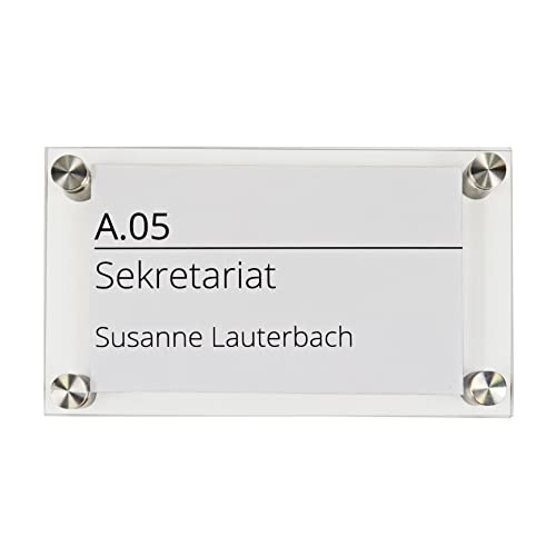 EH Design Türschild/Wandschild aus Acryl I Transparent klare Abdeckung, Büroschild zum selbst beschriften, Infoschild für Wandmontage I inkl. Befestigungsmaterial (100 x 170 mm Gold) von EH Design