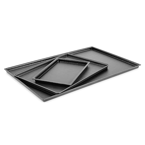 Kunststoff Tablett Schwarz I Lebensmittelecht Auslagetablett I Rechteckig Gastrotablett Servicetablett für Gastronomie/Bäckerei I Frischtheke (60 x 40 cm (5er Set)) von EH Design