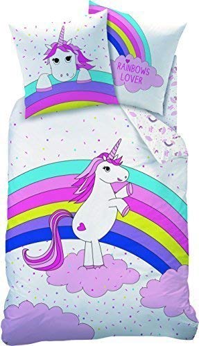 EH Bettwäsche Einhorn Unicorn glatt Regenbogen 135 x 200 cm Reißverschluss NEU Wow - All-In-One-Outlet-24 - von EH