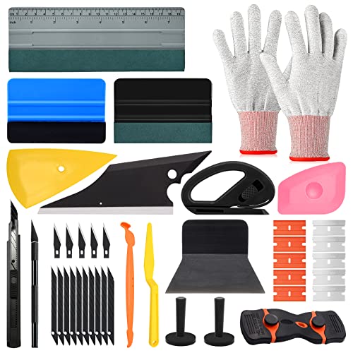 EHDIS Folierungs Werkzeug Set, Rakel Set für Folierung, Car Wrapping, Auto Folierung, Window Tint, Klebefolien, Fensterfolie, Küche, mit Rakel Set, Cuttermesser, Schaber, Fensterabzieher, Handschuhe von EHDIS